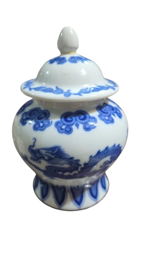 Potiche de porcelana com bela arte oriental