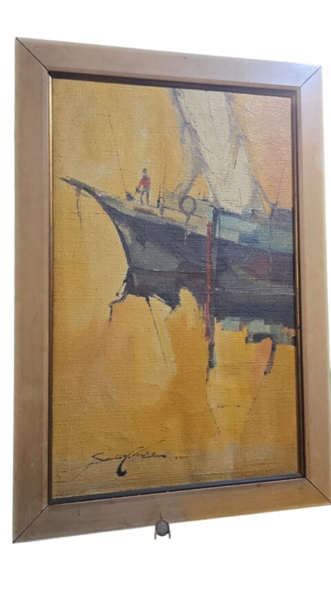 Belíssimo e enorme quadro assinado de Sansão Pereira (1919-2014)