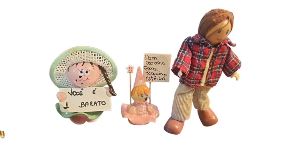 Trio de esculturas artesanais antigas
