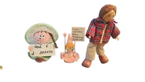 Trio de esculturas artesanais antigas