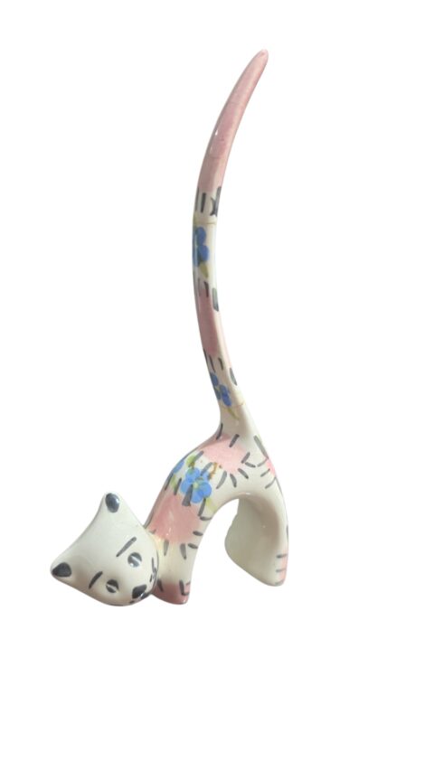 Gato porta anéis de louça pintado a mão