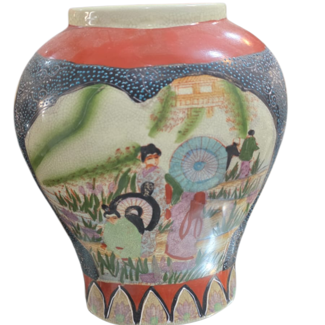 Grande e antigo vaso de porcelana chinesa Satsuma