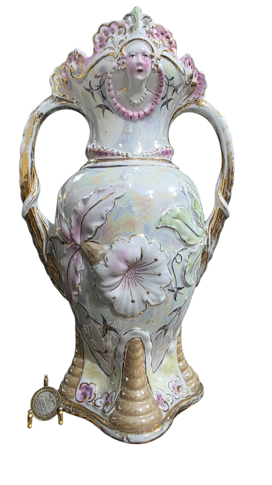 Belíssima, antiga e grande ânfora de porcelana,