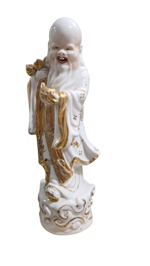 Escultura oriental de porcelana com dourações