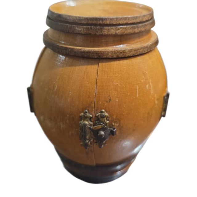 Barril potiche artesanal de madeira