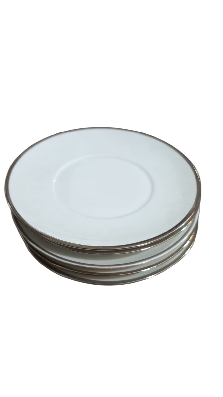 Pratos de pão/bolo porcelana Renner, filetes de prata. (valor unitário)
