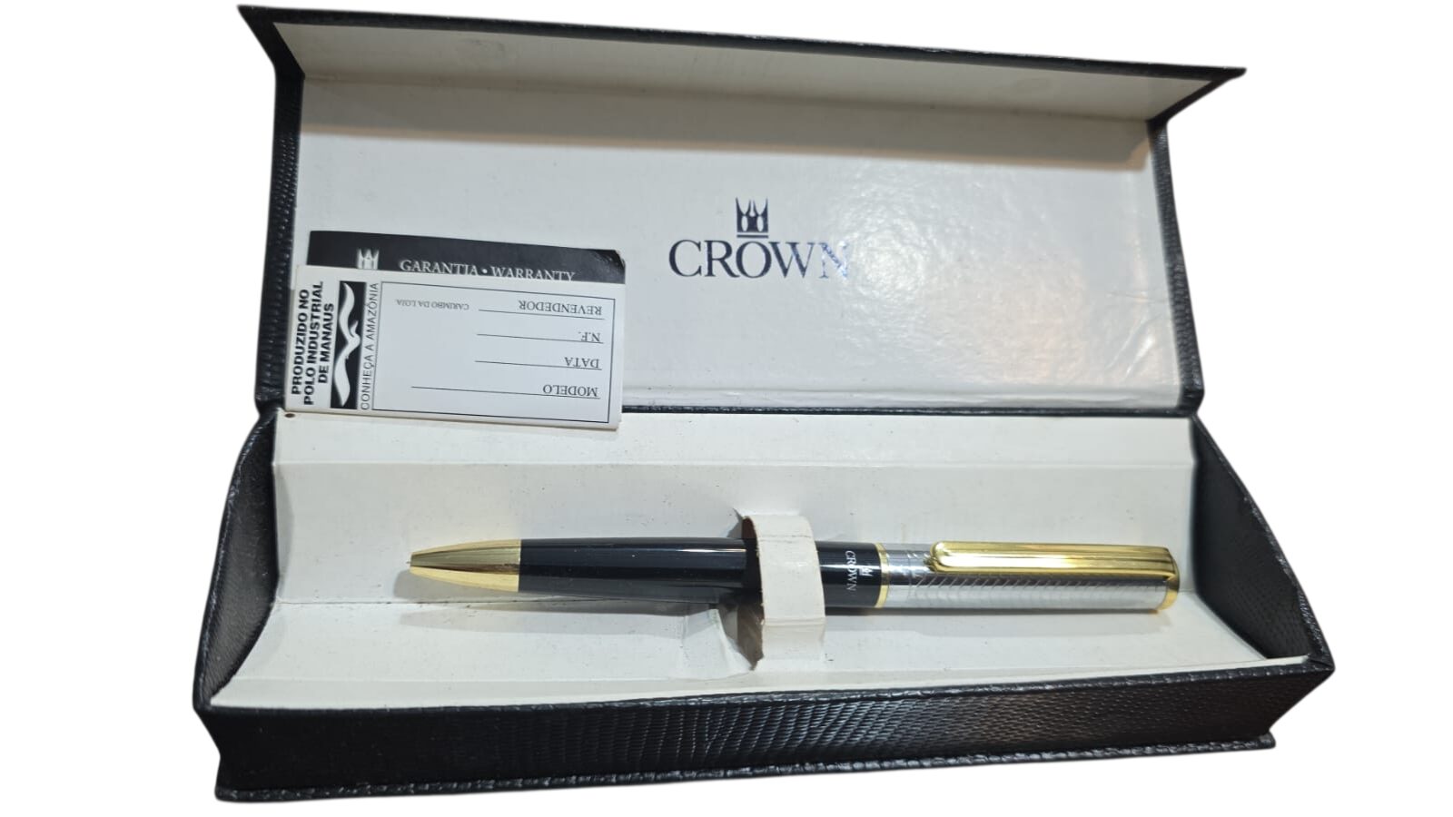 Elegante caneta Crown, com estojo, bom estado de conservação