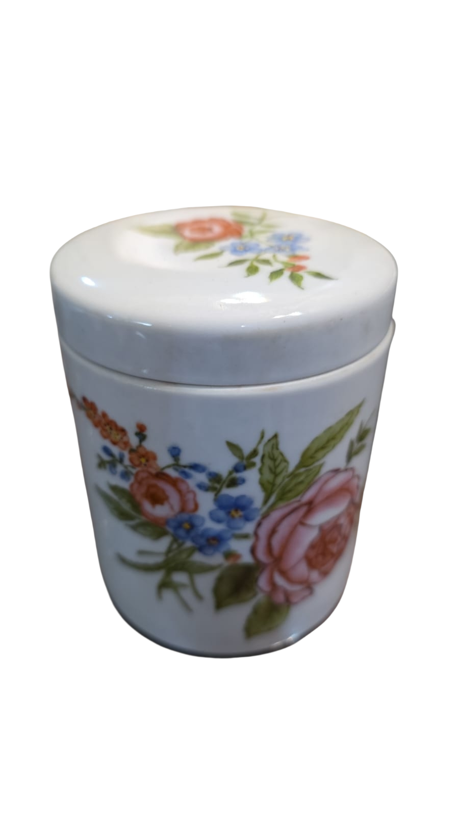 Pote de porcelana com belos motivos florais pintados a mão