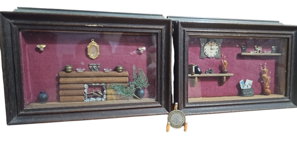 Par de decorações artesanais expositores
