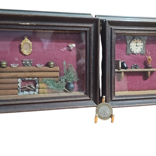 Par de decorações artesanais expositores