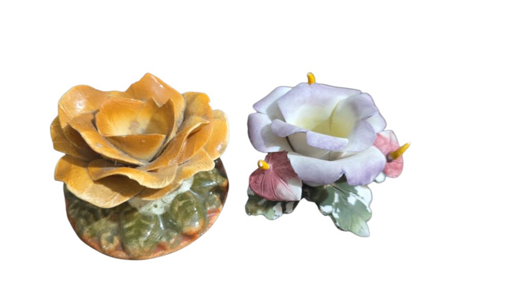 Par de antigas flores castiçais estilo Capodimonte