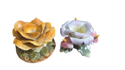 Par de antigas flores castiçais estilo Capodimonte