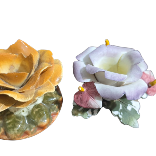 Par de antigas flores castiçais estilo Capodimonte