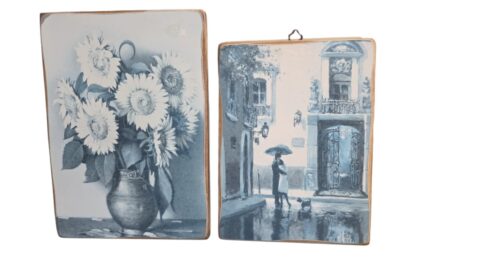 Par de belas decorações de parede de madeira