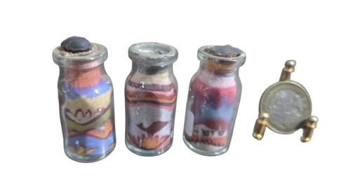 Trio de arte em areia em pote, feitos a mão