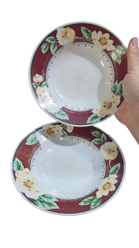 Par de pratos fundos porcelana chinesa