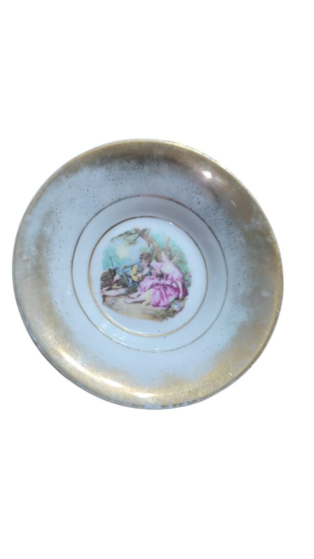 Pinga joias antigo de porcelana, cena galante
