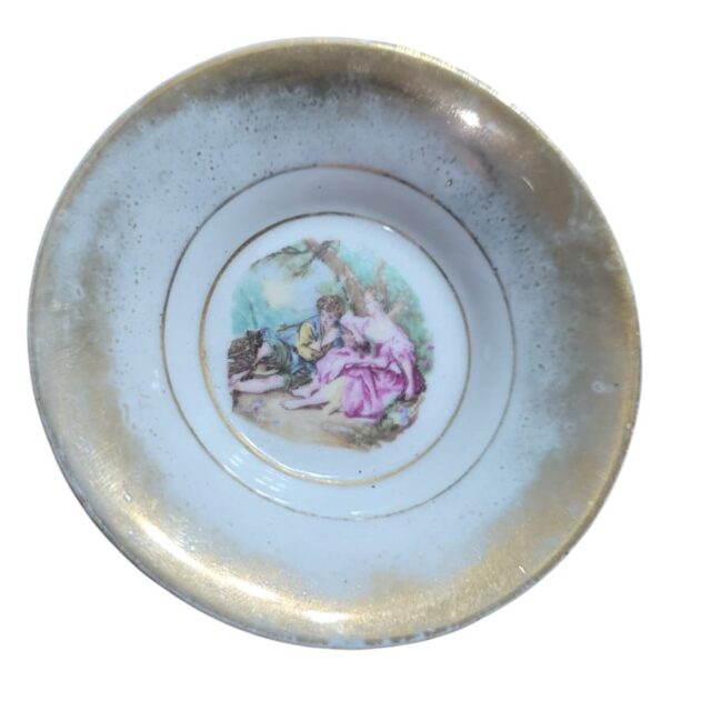 Pinga joias antigo de porcelana, cena galante