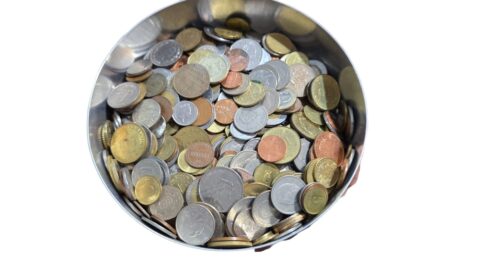 Grande coleção de moedas estrangeiras antigas