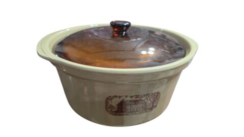 Panela de cerâmica vintage (tipo crock pot ou country cooker)