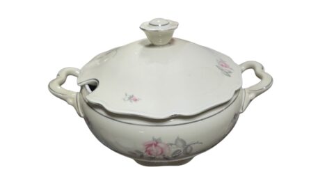 Sopeira alemã de porcelana Bavaria, motivos florais