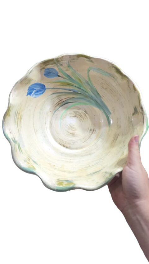 Fruteira de cerâmica pintada a mão