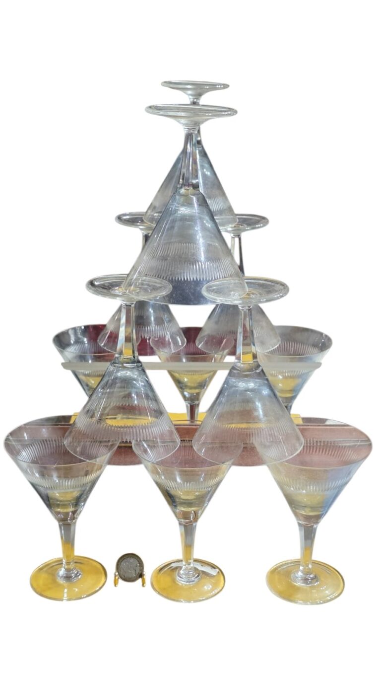 Conjunto de lindas taças de martine em cristal lapidado