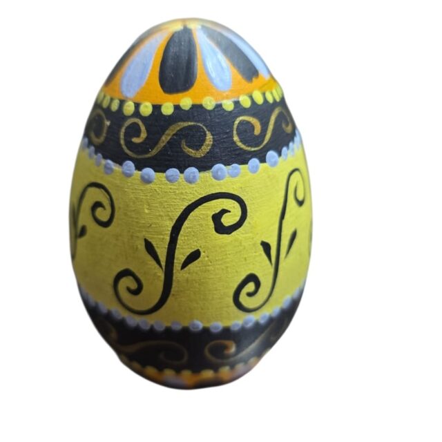 Ovo de madeira pintado a mão, artesanal ucraniano