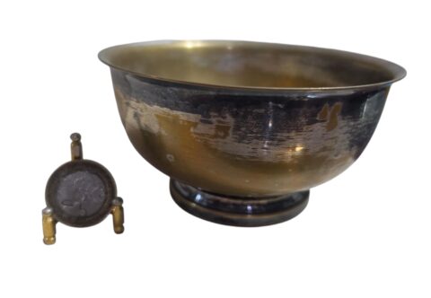 Bowl em dourado metal com resquícios de banho prata, Eberle