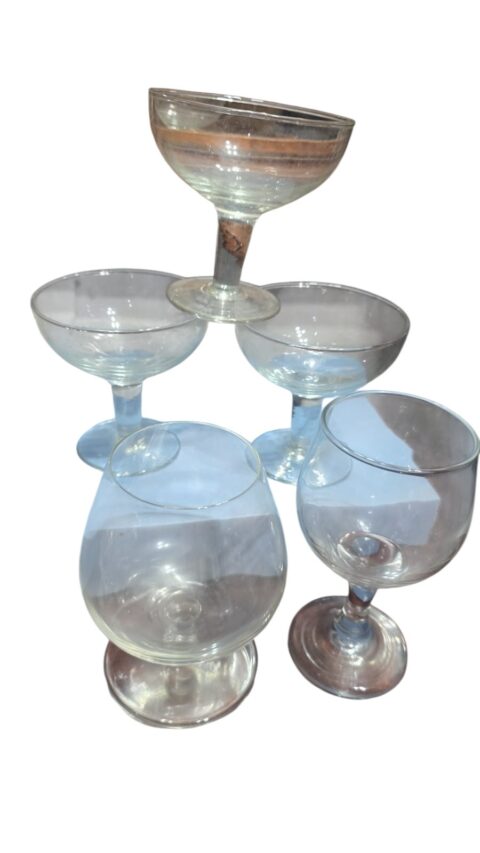 Lote de taças lisas de cristal