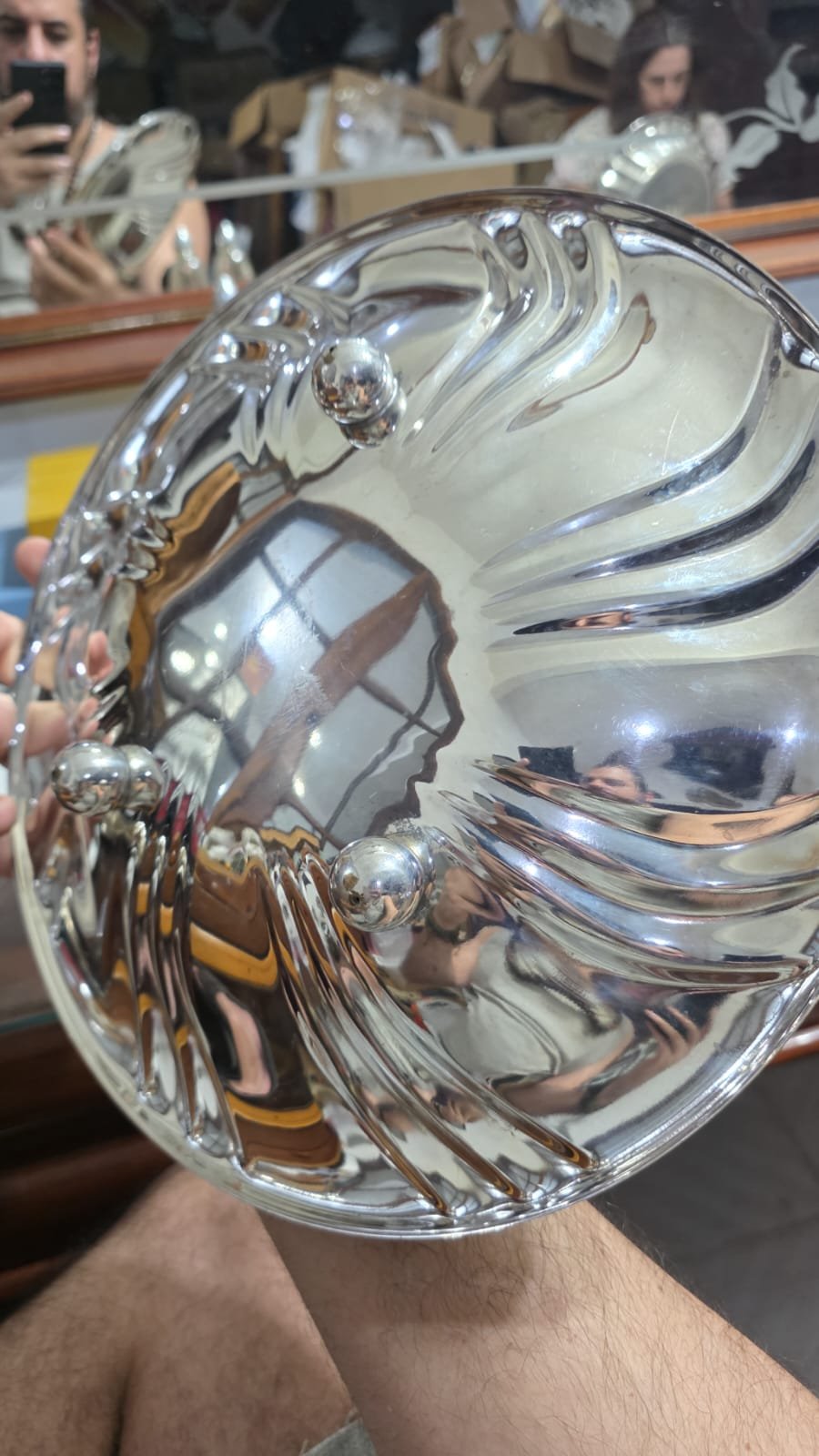 Fruteira trípode espessurada a prata, belo banho - Imagem 3