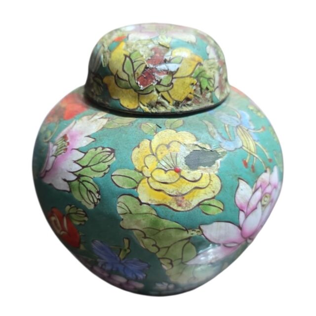 Antigo vaso potiche em cloisonné, feito a mão, provavelmente século XIX