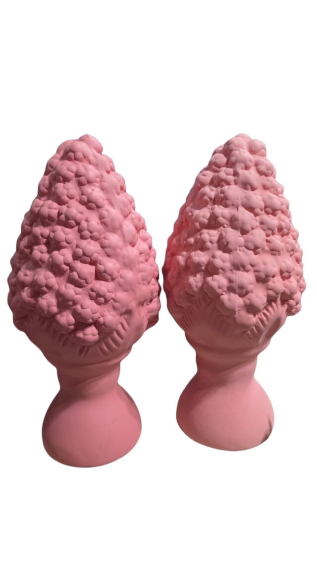 Par de pinhas de cerâmica fosca