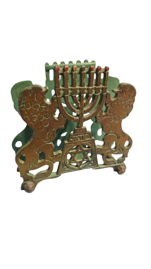 Porta guardanapos em dourado metal, peça judaica feita em Israel