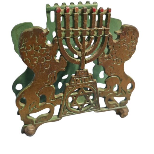 Porta guardanapos em dourado metal, peça judaica feita em Israel