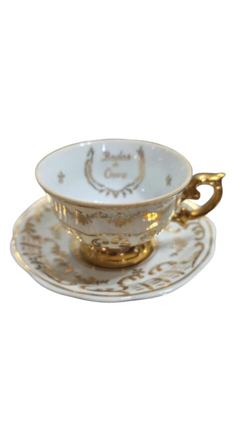 Xícara de café Bodas de Ouro porcelana Schmidt, belas dourações