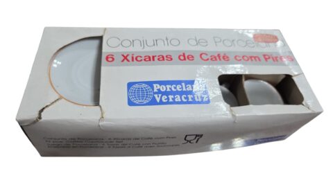 Conjunto com seis xícaras de café com pires porcelana Veracruz Roberto Simões
