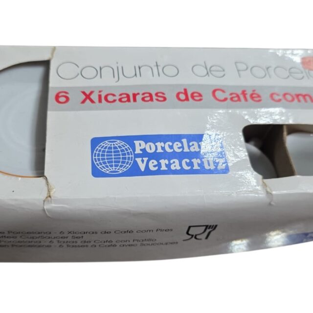 Conjunto com seis xícaras de café com pires porcelana Veracruz Roberto Simões