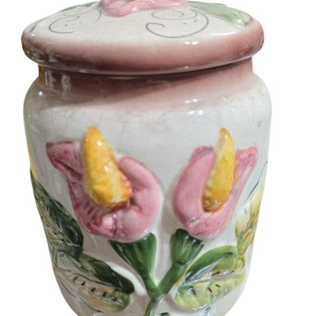 Antiga biscoiteira de louça, belíssima arte