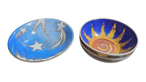 Par de bowls de porcelana pintados a mão