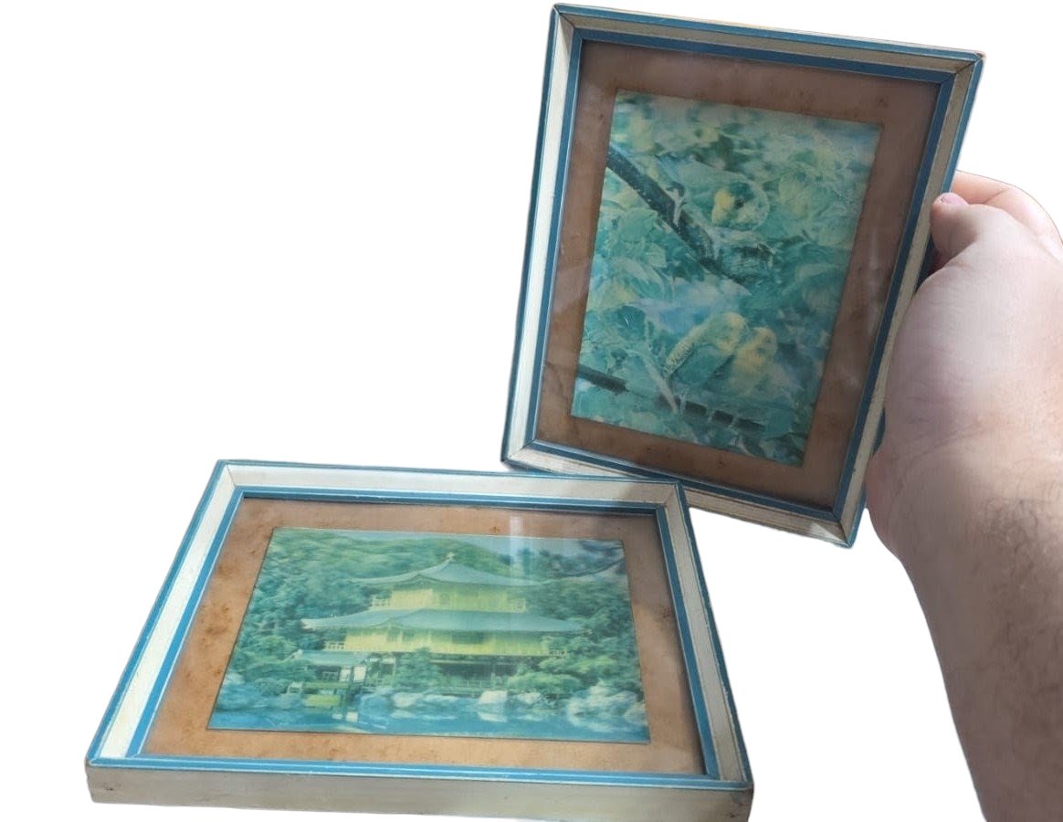 Par de quadros antigos com arte em 3D