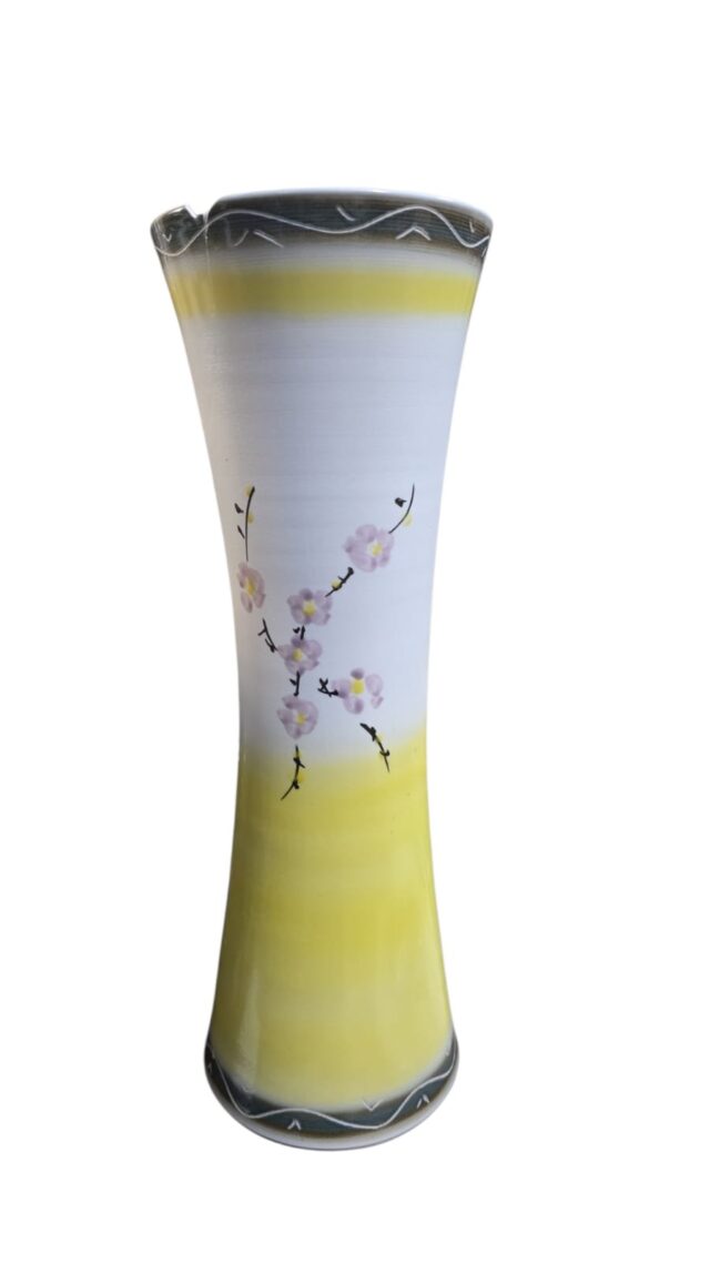 Vaso de cerâmica feito a mão, pesado, bela arte
