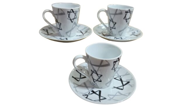 Xícaras de café de porcelana Estrela de Davi.(valor unitário)