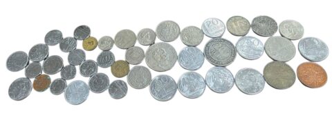Grande coleção de numismática com 42 moedas antigas