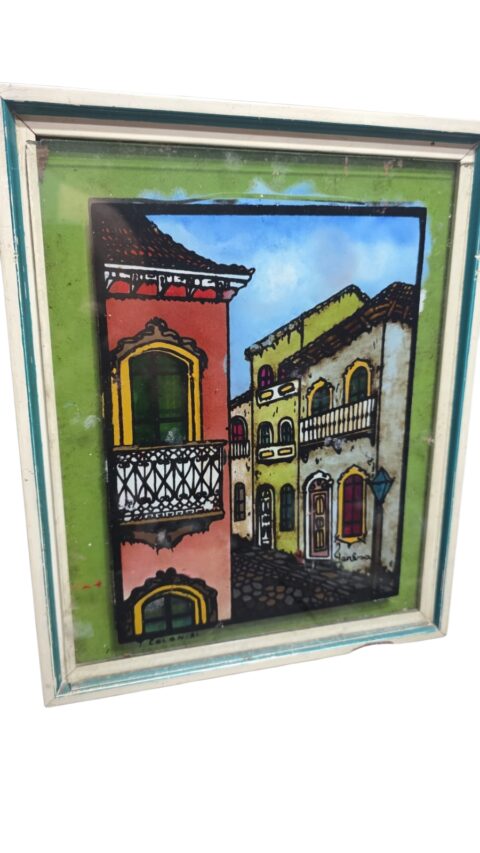 Quadro com pintura em vidro
