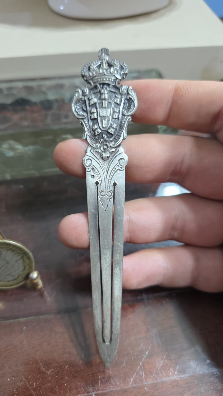 Abridor de envelope/marcador de páginas em prata de lei contrastado - Imagem 2