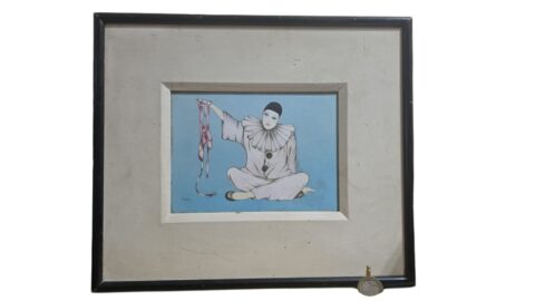 Belo e antigo quadro de Pierrot, assinado
