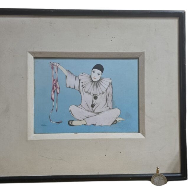 Belo e antigo quadro de Pierrot, assinado