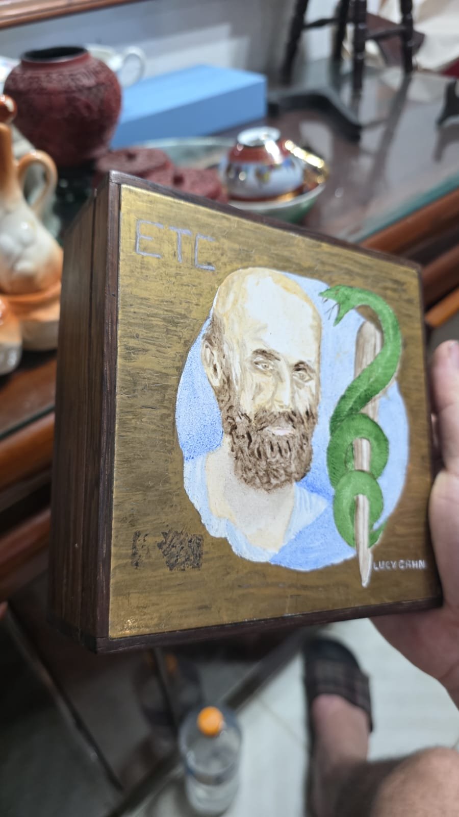 Caixa de madeira com azulejo pintado a mão - Imagem 2