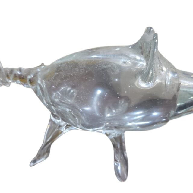Porquinho antigo em vidro, feito a mão